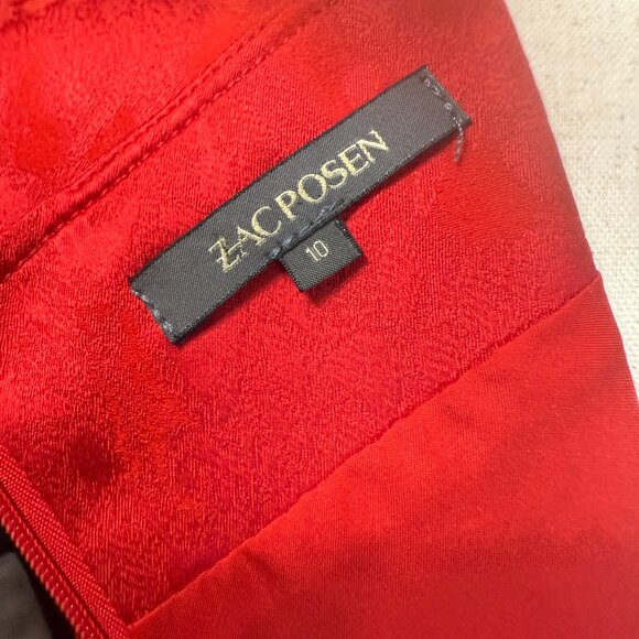 Zac Posen Red Jacquard Fit & Flare Dress Women’s 10 Cap Sleeve Elegant - Picture 6 of 9
